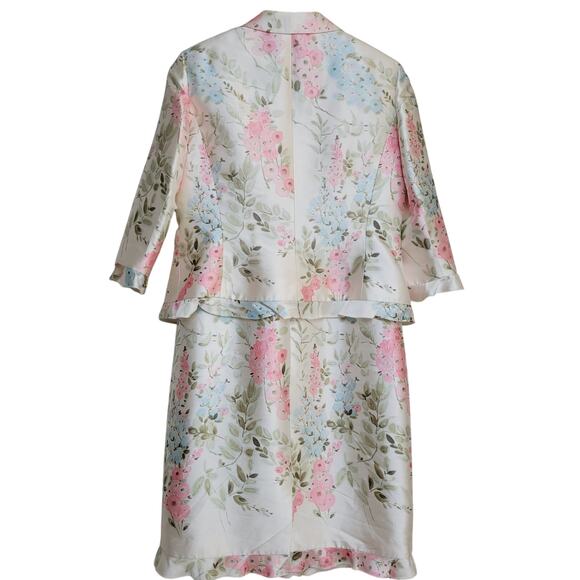 VTG Rickie Freeman for Teri Jon Silk Taffeta Floral Pastel Dress+Jacket Set✨️12 - Picture 2 of 16